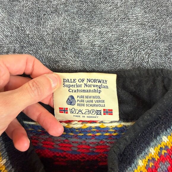 Vtg Dale Of Norway Pure New Wool 1/4 Zip Knit Sweater Fair Isle Nordic Men's XL - Picture 7 of 13